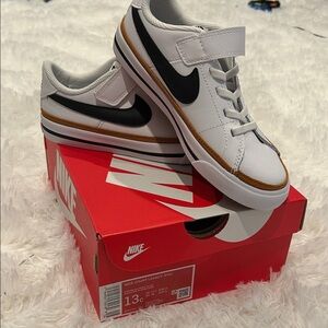 Nike Kids Court Legacy White Black and Brown Sneakers